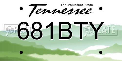 681BTY Tennessee License Plate
