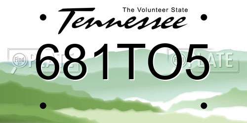 681TO5 Tennessee License Plate