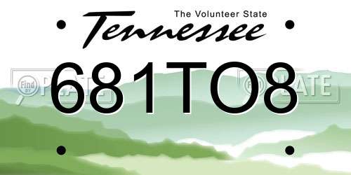 681TO8 Tennessee License Plate