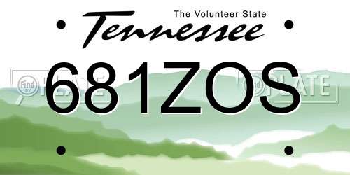 681ZOS Tennessee License Plate