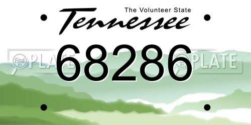 68286 Tennessee License Plate