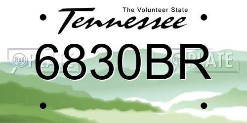 6830BR Tennessee License Plate