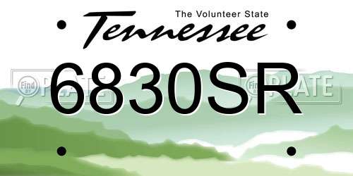 6830SR Tennessee License Plate