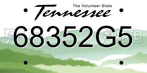 68352G5 Tennessee License Plate