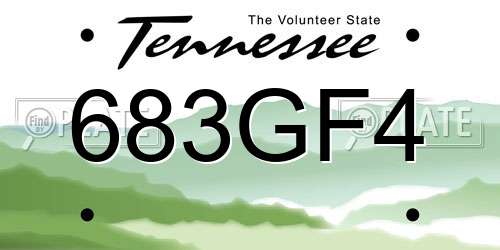 683GF4 Tennessee License Plate