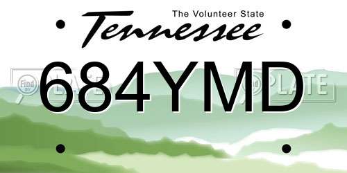 684YMD Tennessee License Plate