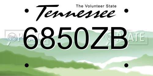 6850ZB Tennessee License Plate
