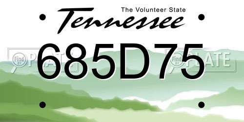 685D75 Tennessee License Plate
