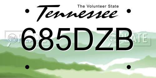 685DZB Tennessee License Plate