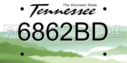 6862BD Tennessee License Plate