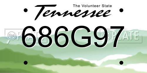 686G97 Tennessee License Plate