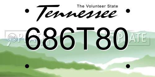 686T80 Tennessee License Plate