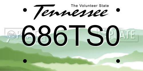 686TS0 Tennessee License Plate