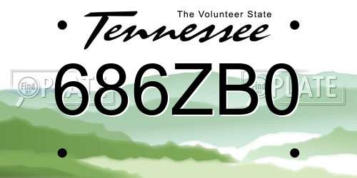 686ZB0 Tennessee License Plate