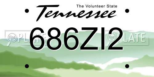 686ZI2 Tennessee License Plate