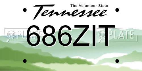 686ZIT Tennessee License Plate