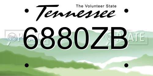6880ZB Tennessee License Plate