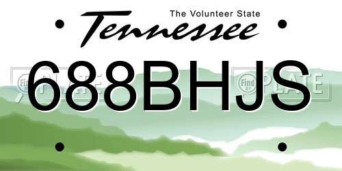 688BHJS Tennessee License Plate