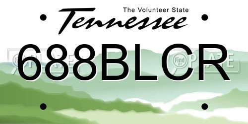 688BLCR Tennessee License Plate