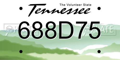 688D75 Tennessee License Plate