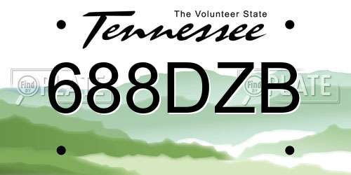 688DZB Tennessee License Plate