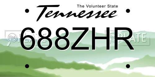 688ZHR Tennessee License Plate