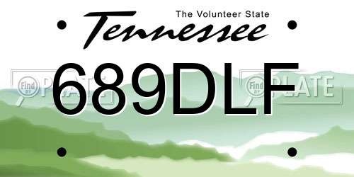 689DLF Tennessee License Plate