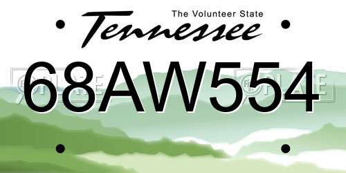 68AW554 Tennessee License Plate