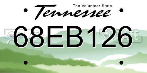 68EB126 Tennessee License Plate
