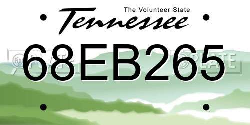 68EB265 Tennessee License Plate