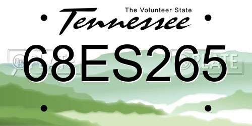 68ES265 Tennessee License Plate