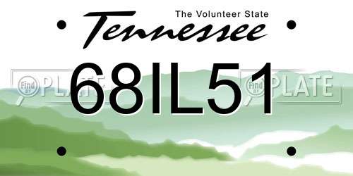 68IL51 Tennessee License Plate