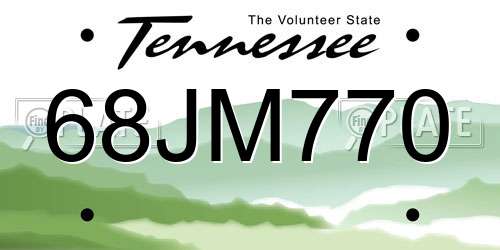 68JM770 Tennessee License Plate