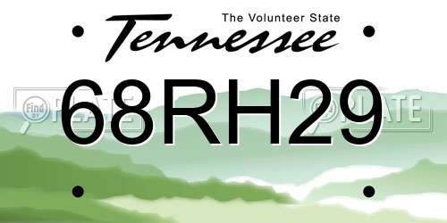 68RH29 Tennessee License Plate