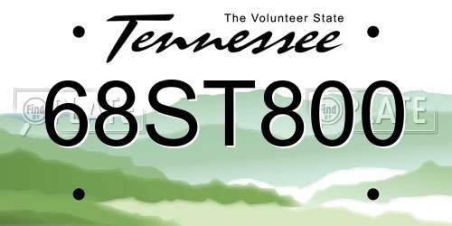 68ST800 Tennessee License Plate
