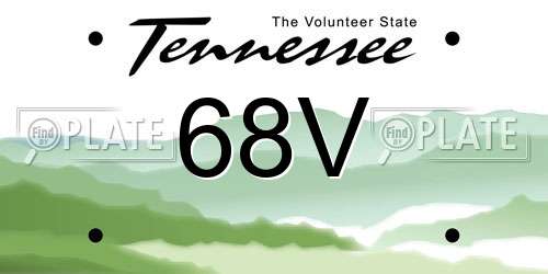 68V Tennessee License Plate