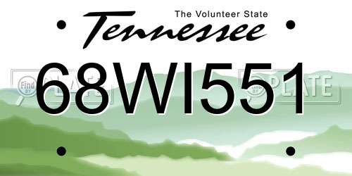 68WI551 Tennessee License Plate