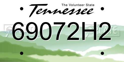 69072H2 Tennessee License Plate