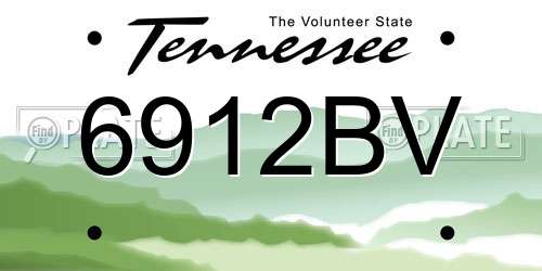 6912BV Tennessee License Plate