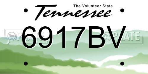 6917BV Tennessee License Plate