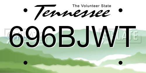 696BJWT Tennessee License Plate
