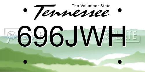 696JWH Tennessee License Plate