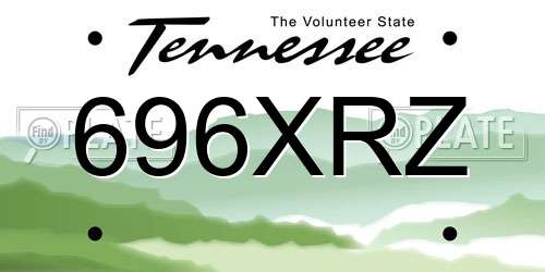 696XRZ Tennessee License Plate