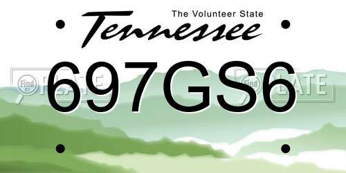 697GS6 Tennessee License Plate