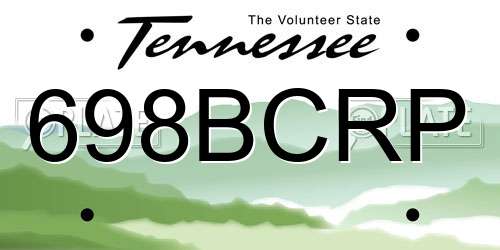 698BCRP Tennessee License Plate