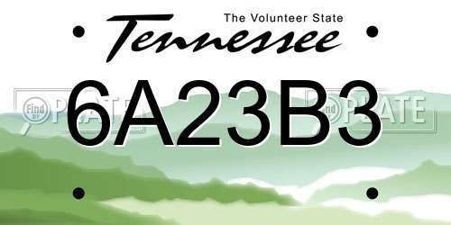 6A23B3 Tennessee License Plate