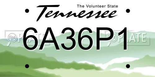 6A36P1 Tennessee License Plate