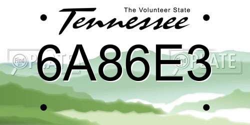 6A86E3 Tennessee License Plate
