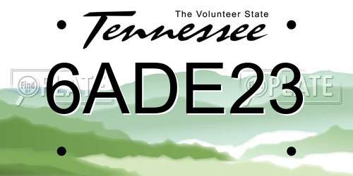 6ADE23 Tennessee License Plate