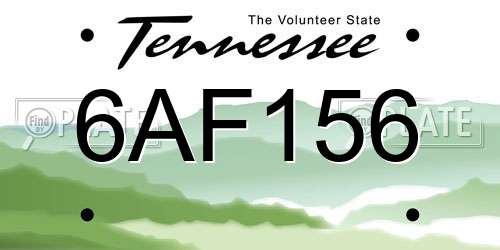 6AF156 Tennessee License Plate